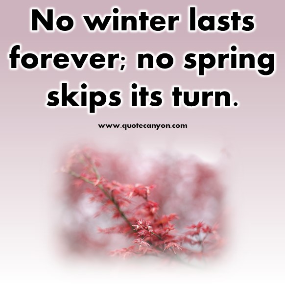 short positive quotes - No winter lasts forever; no spring skips its turn