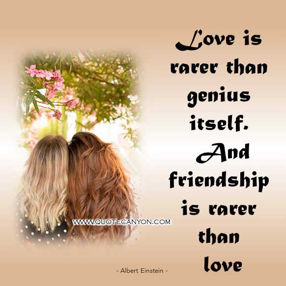 Albert Einstein Sayings on Friendship that says Love is rarer than genius itself. And friendship is rarer than love