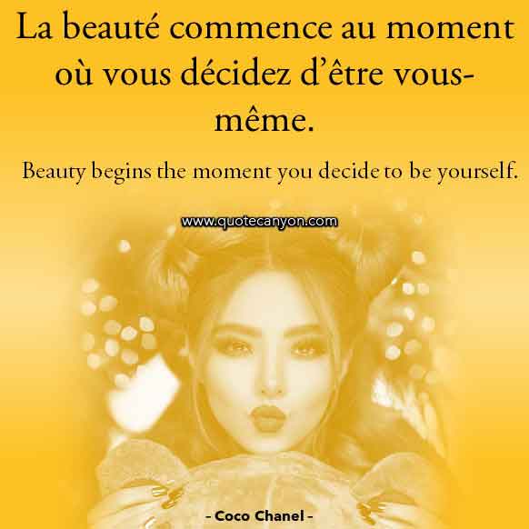 Coco Chanel French Quote that says La beauté commence au moment où vous décidez d’être vous-même